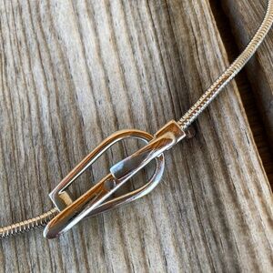 VTG 1970s Skinny Silver Serpentine Buckle Belt Sz S M